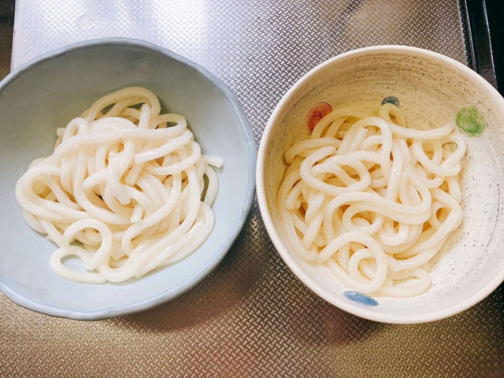 お皿に盛られたうどんの麺